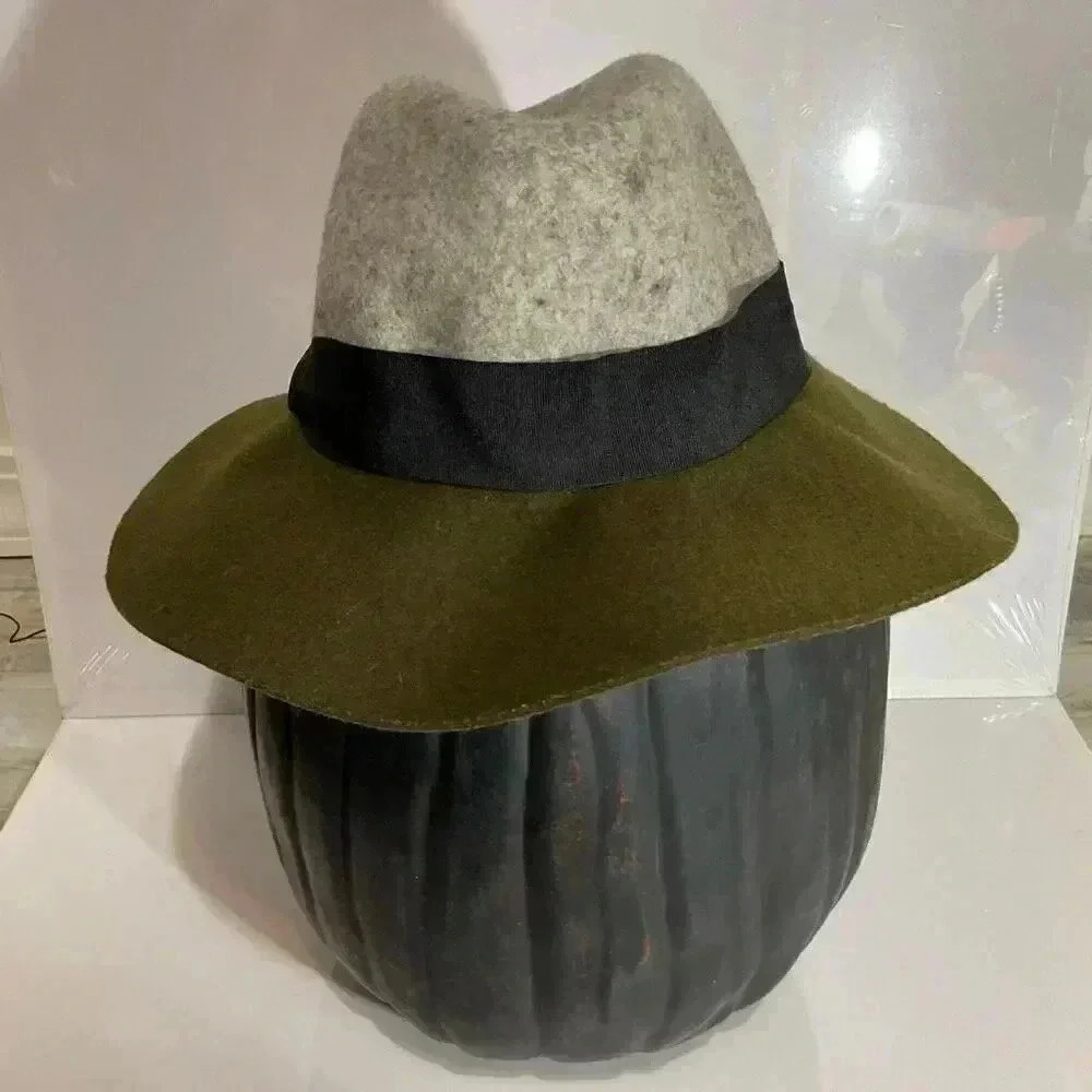 Target 100% Wool Fedora Colorblock Hat Green & Gray